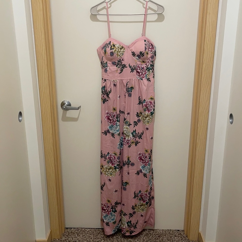 Pink floral jumpsuit